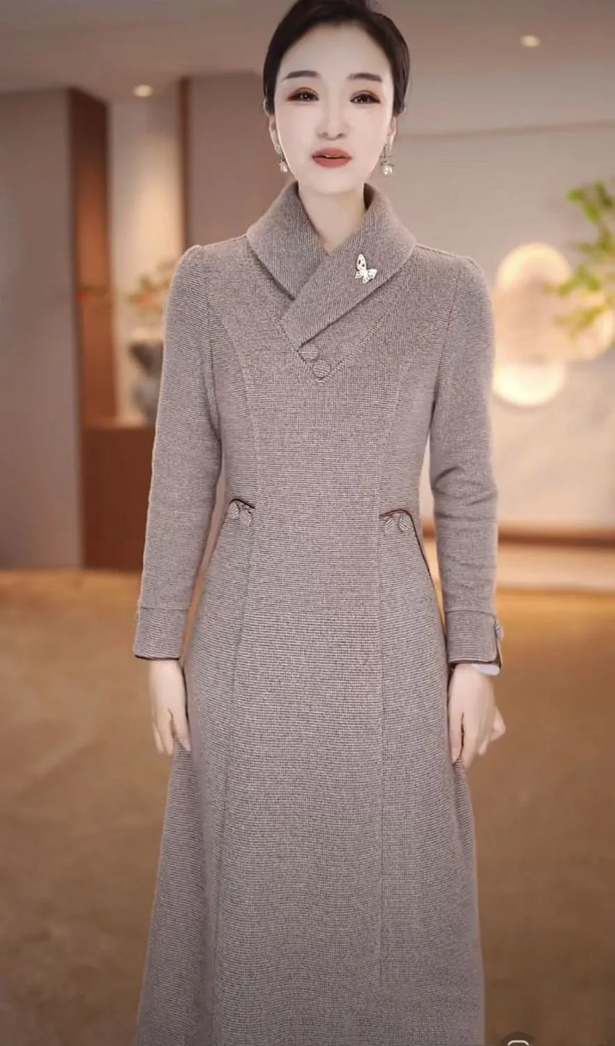 عالية الجودة Xueer المخملية النسيج فستان طويل المرأة الخريف الشتاء رشاقته الدافئة فساتين الإناث مزاجه فستان شيونغسام أنيق #5