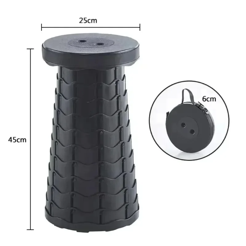 Folding Stool Outdoor Portable Travel Adjustable Retractable Stool Retractable Seat Train Household Plastic Bench