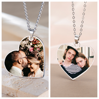 Custom Picture Heart Pendant Necklace Stainless Steel Personalized Custom Print Photo Necklace Jewelry for Women Men Lover Gift