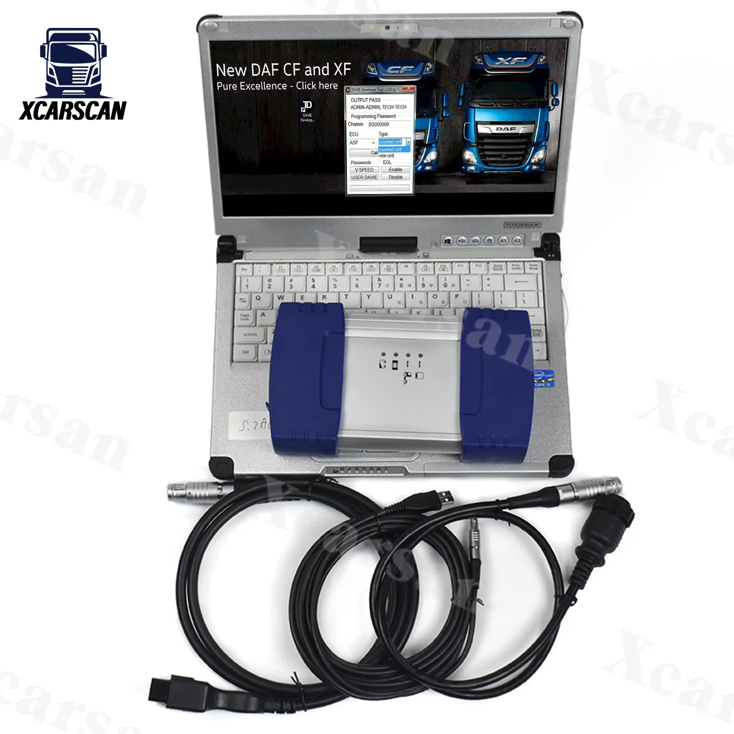 For Davie 5.6.1 DAF Diagnostic Tool for DAF VCI-560 MUX Heavy Duty Truck Diagnostic Scanner Tool CFC2 Laptop