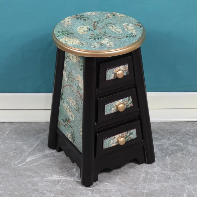 Simple and modern bedroom dressing stool fashionable and creative solid wood small round stool adult household storage three pum