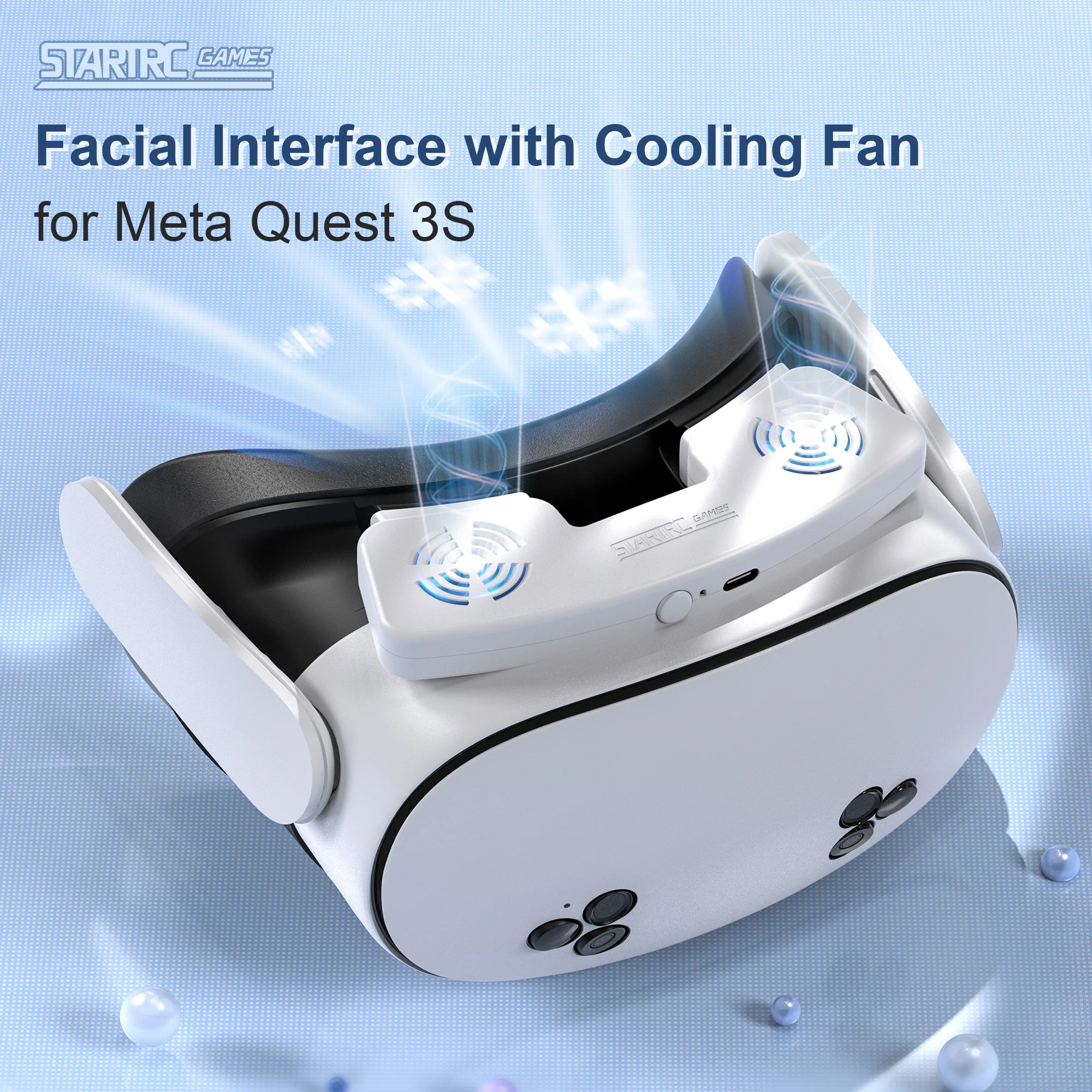 4 in 1 Face Mask Cover W Cooling Fan For Meta Quest 3S Case Replacement Face Pad Anti-Sweat Mask For Oculus Quest 3S Accessory