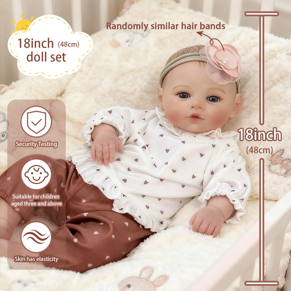 19 بوصة مرج اليدوية تولد من جديد دمية طفل ثلاثية الأبعاد الجلد رسمت باليد واقعية الوليد فتاة نابض بالحياة الدمى هدايا عيد الميلاد للأطفال