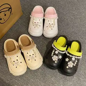 Dicke Plattform Sandalen mit Perlenkette für Frauen 2024 Sommer Dicker Sohle Beach Sandalen Nicht -Slip Eva Clogs Gartenschuhe 8 Hauptverkaufsschuhe Seaside Zeremonie - №5