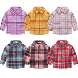 New Fashion Spring Autumn Boys Shirt Classic Plaid Kids Shirts Fashion Thin Style Long Sleeve Jacket For Girls Children Clothing