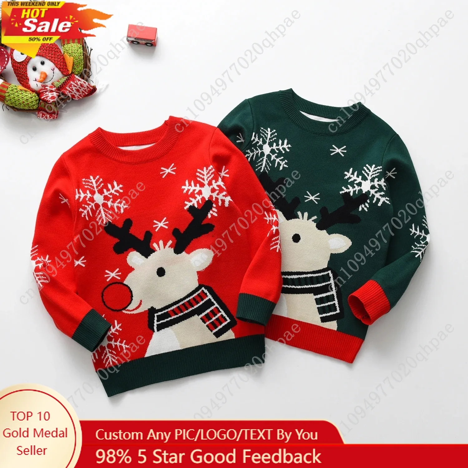 

Christmas Kids Sweater New Casual Baby Warm Elk Printed Knitted Girls Sweater Boys Girls Cute Xmas Tree Pullovers Clothes