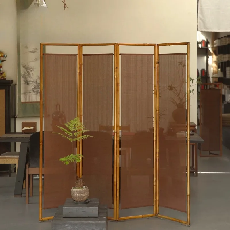 Screen, bamboo partition folding mobile living room 2025 new new Chinese curtain