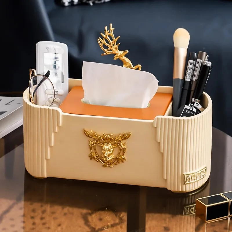 

Light luxury tissue box living room creative multi-functional coffee table storage pumping paper box napkin paper box home decor