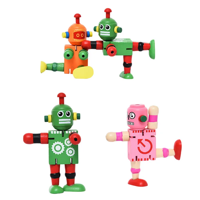 Wooden Robot Toy Construction Toys Building Set Wooden Transforming Toys Birthday Party Favors for Kids B88