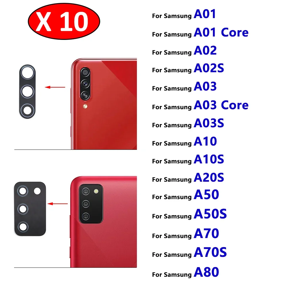 

20pcs Rear Back Camera Glass Lens For Samsung A03S A02S A01 A02 A03 A10 A20 A30 A40 A50 A505F A70 A70S A80 A03 Core Ahesive Glue