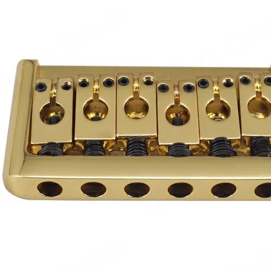 

Alloy Folded Edge Electric Guitar Bridge Tailpiece Bridge Saddle 76.5mm Large Hole String Bridge Bottom String Gold
