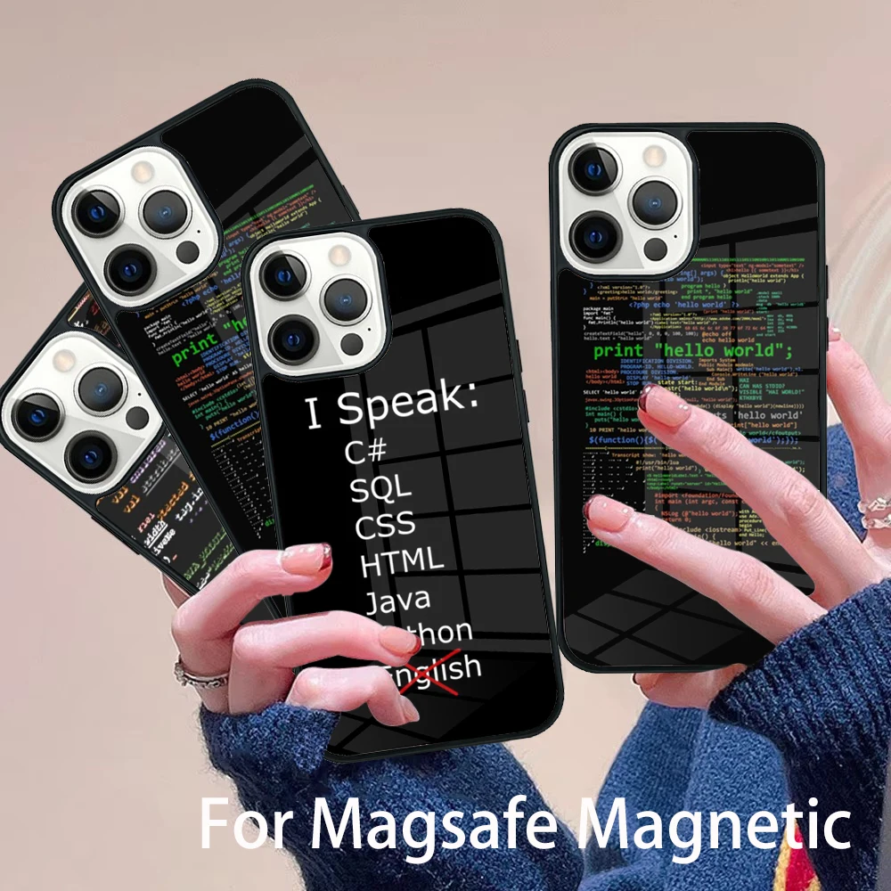 

Programming Languages Phone Case Magesafe Magnetic Wireless Charge Cover For IPhone 16 11 12 13 14 15 Pro Max Plus Mini