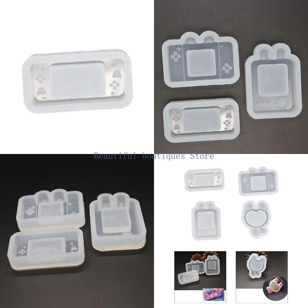 U4LF Heart Rabbit Resin Moulds Resin Shaker Mould Earrings Keychains Pendant Molds Game Keychain Epoxy Mold