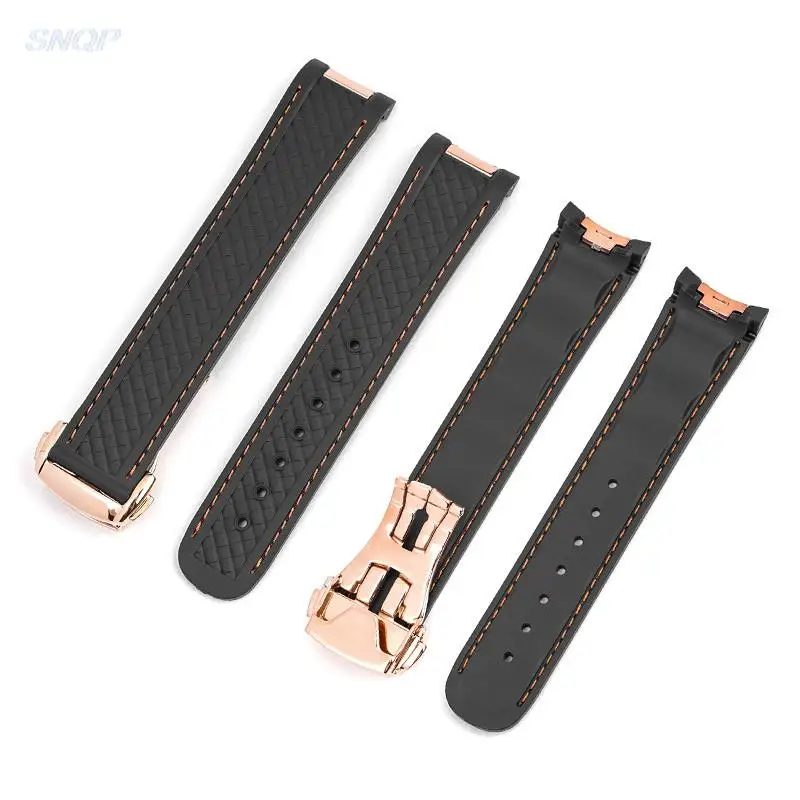 20mm Rubber Silicone Strap for Omega Seamaster 300 AT150 Aqua Terra Watch Band Men Stainless Steel Folding Buckle Wrist Bracelet