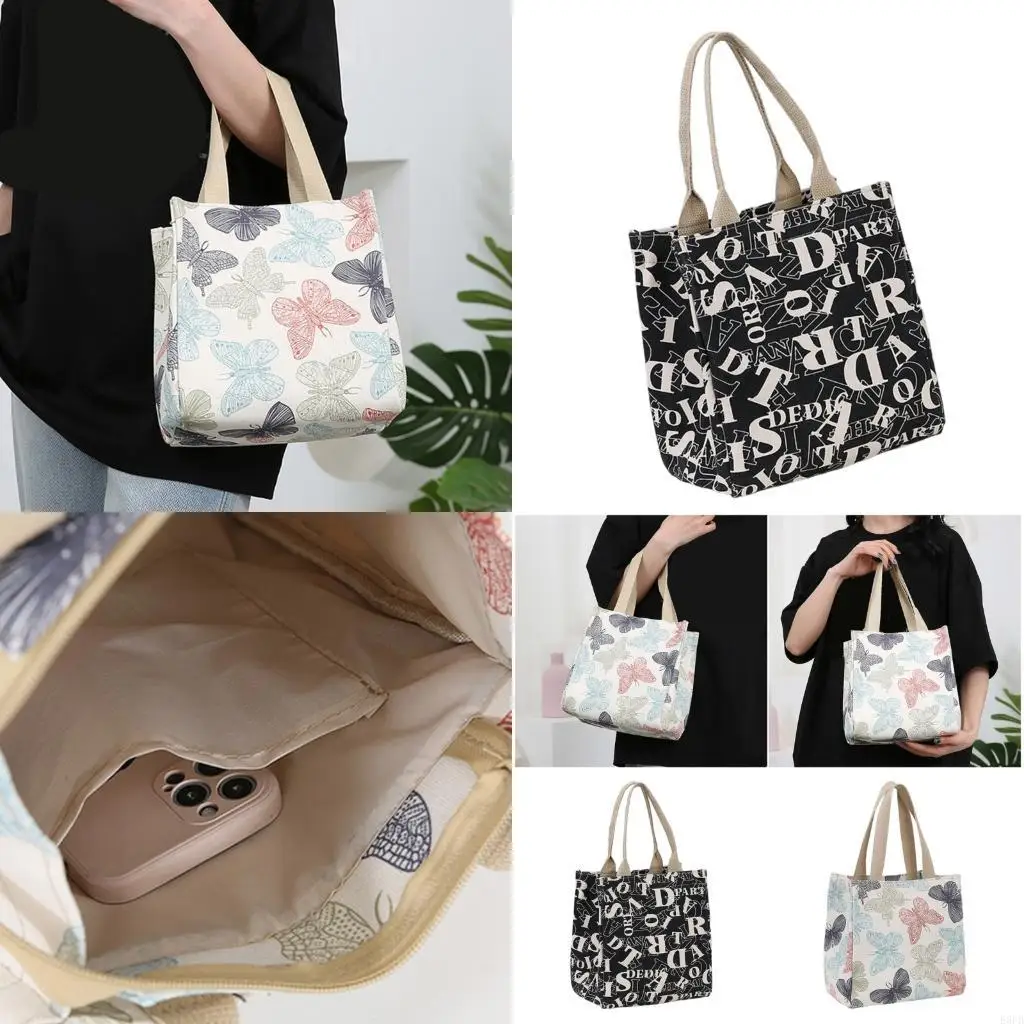 

Reusable Grocery Shopping Bag,Lunch Bags Canvas Toted Bag with Inner Pocket