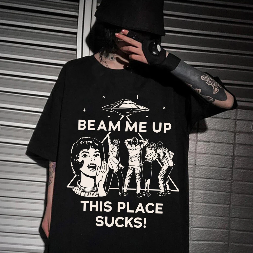 شعاع لي حتى هذا المكان تمتص غريب تي شيرت رجل امرأة Harajuku قصيرة الأكمام س الرقبة قميص غير رسمي هدية #1
