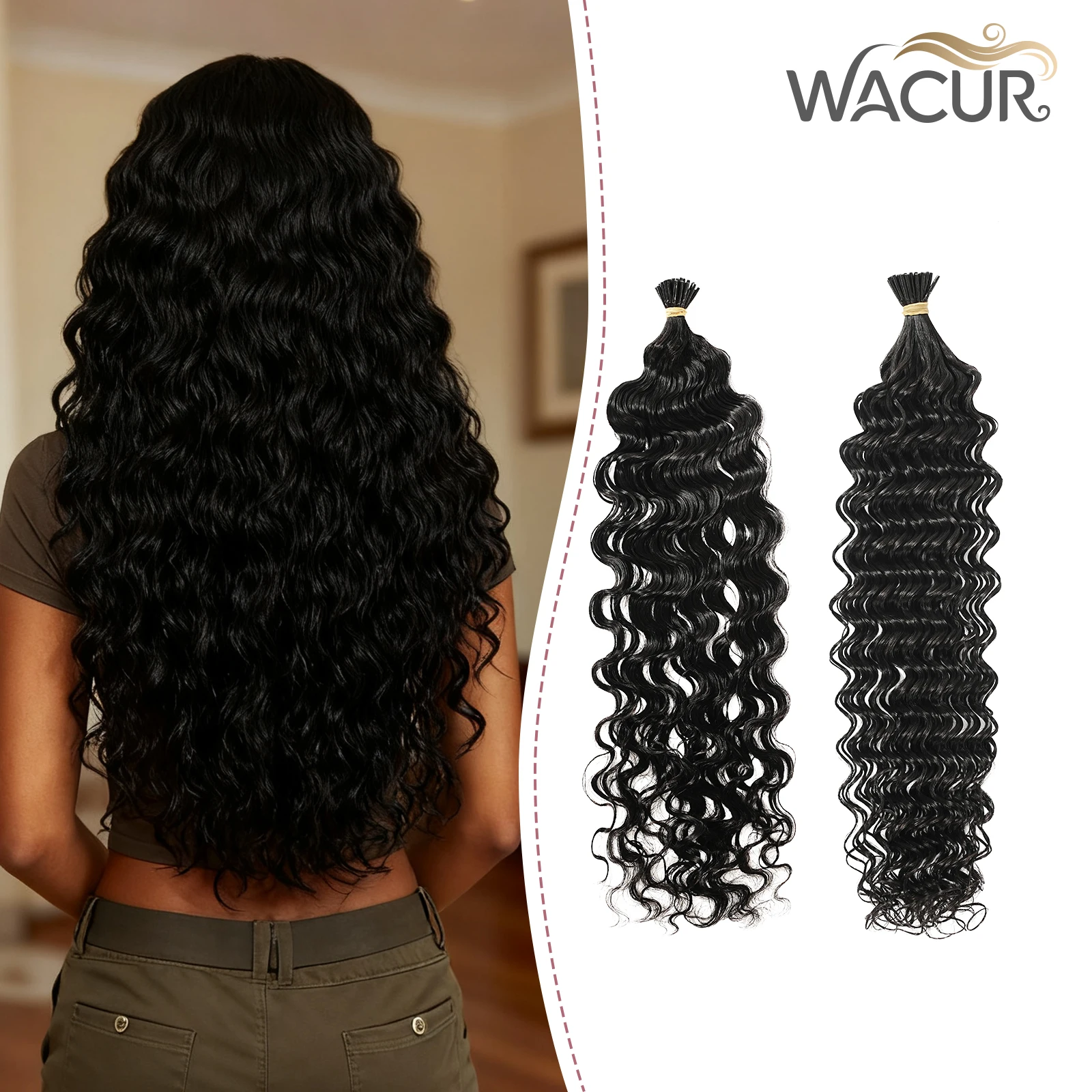 

Burmese Curly I TIP Human Hair Extensions Seamless Deep ITip 50g/Pack 100% Natural Real Invisible Hair Skin For Women 12-30Inch