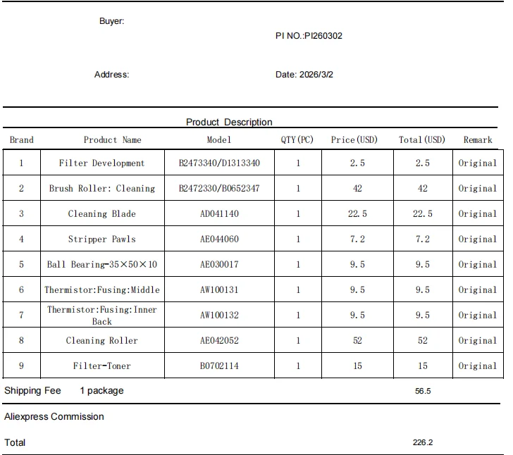 

PI260302-Parts for Ricoh MP7000 Fixing Bearings and Other Parts