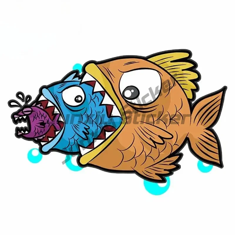 

For Big Fish Eat Small Neatly Arranged Laptop Car Stickers Waterproof Scratch-proof Car Assessoire Decal