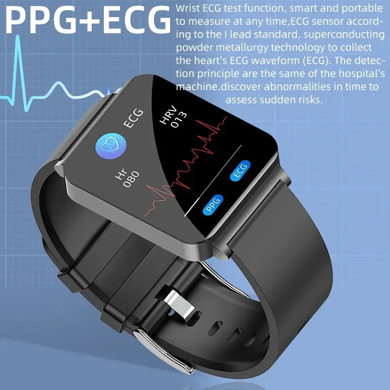 2024 nuevo reloj inteligente de azúcar en sangre para hombres ECG + PPG Monitor de ritmo cardíaco y temperatura corporal reloj inteligente para