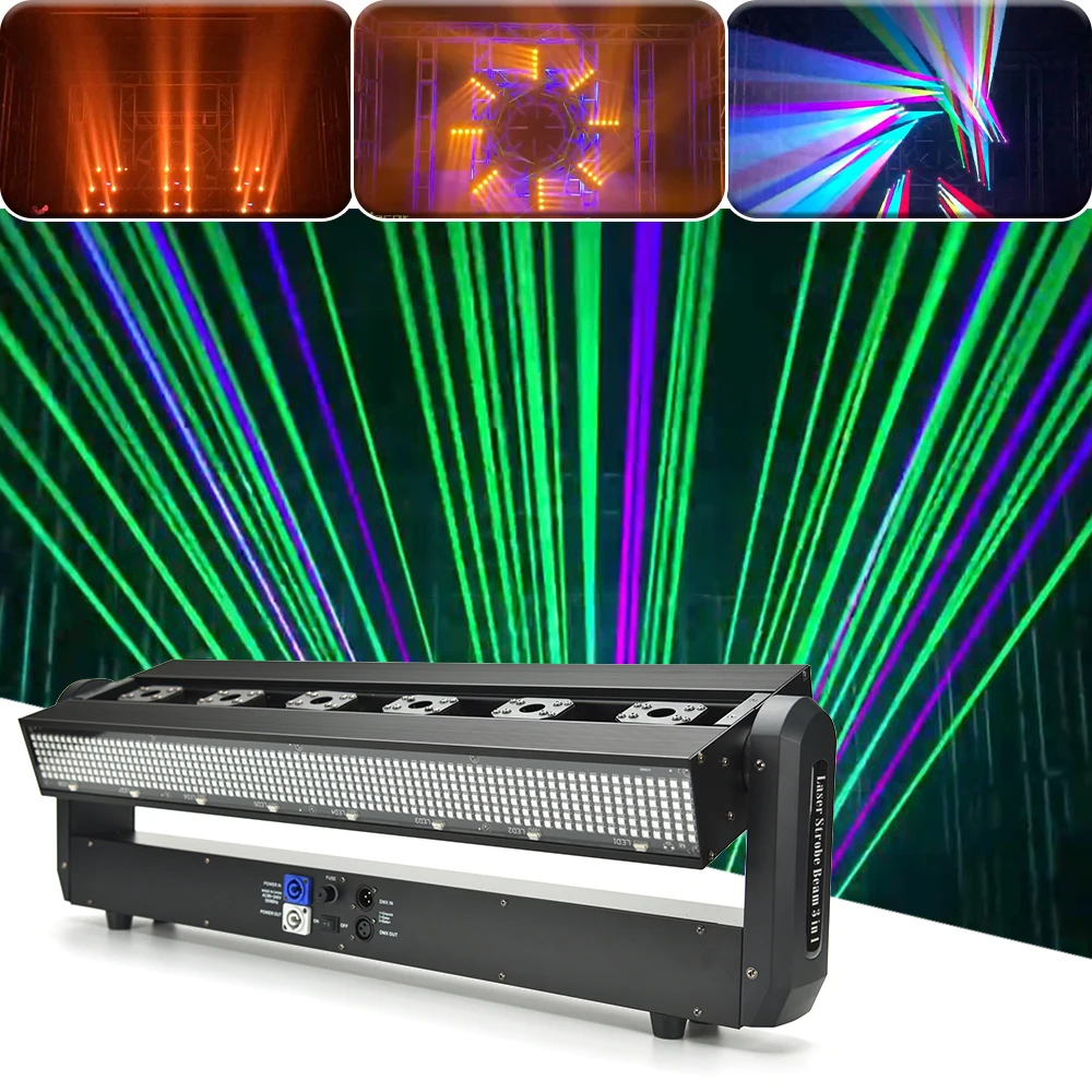 

NEW 6 Eyes RGB Laser Strobe Beam 3in1 Light Disco Running Horse Strobe Party KTV Sacnning LED Beam Laser Light For DJ Club Bar