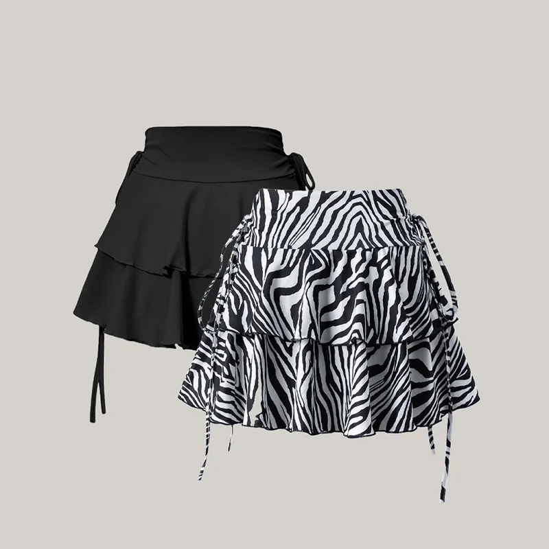 New Zebra Print Skirt for Women Fashionable and Elegant High Waisted and Slightly Elastic A-line Mini Skirt for Outerwear 2 PCS