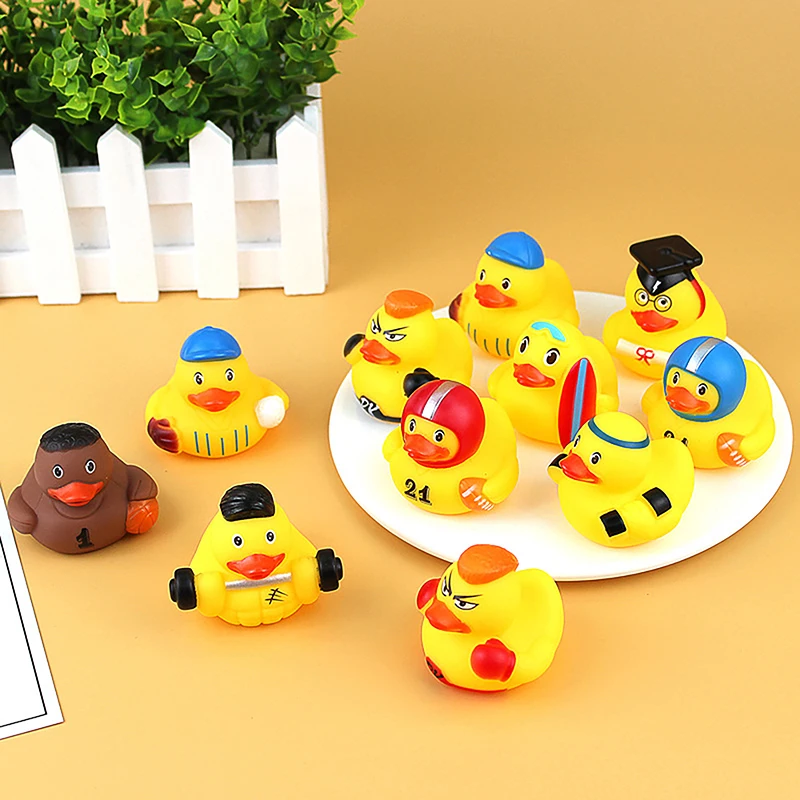 Creative Cute Sports Duck Toys Baby Bath Toys Rubber Ducks Summer Beach Pool Activity Floating Ducks Children Birthday Gifts