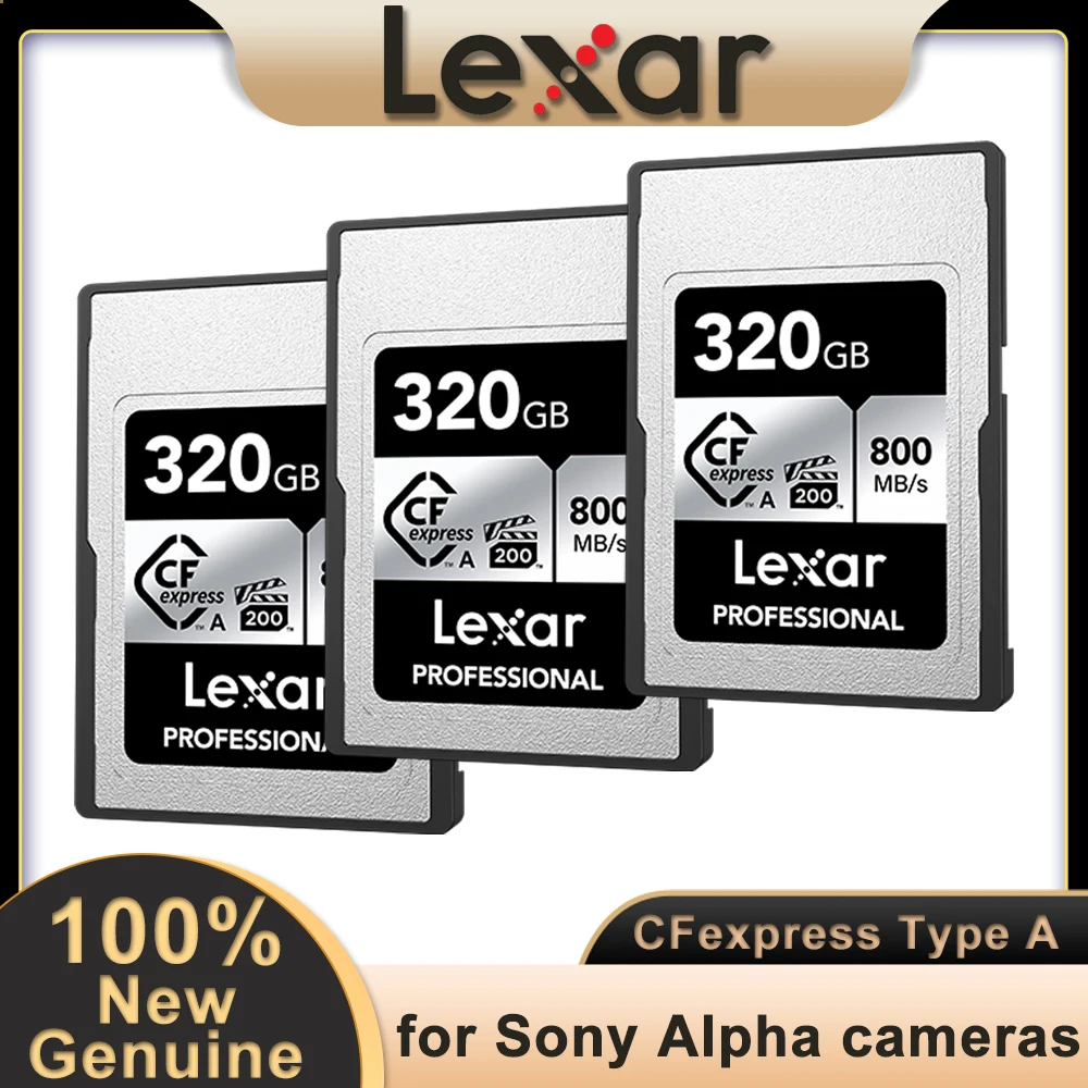 Original Lexar CFexpress Type A Memory Card 160G 320G Silver Series Card VPG200 Read 800MB/s Flash Storage CFe A Card For Camera