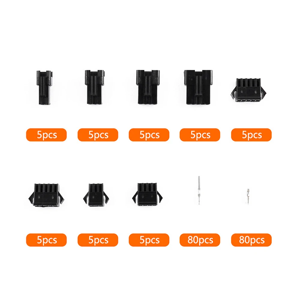 200PCS SM 2.54mm Connector Kit 2/3/4/5Pin Male Female Housing Crimp Terminal Assortment Set for Electronic Wiring