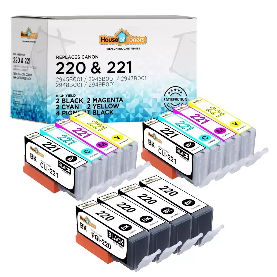 12PK PGI-220 CLI-221 Ink Cartridges for Canon PIXMA MP980 MP990 MX860 MX870