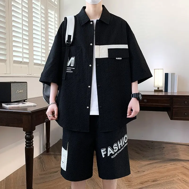 Fashion Men's Sets Top Shirts & Shorts Two Piece Tracksuit 2026 Summer Youth Streetwear Casual T-Shirts+Five Cents Pant Clothing