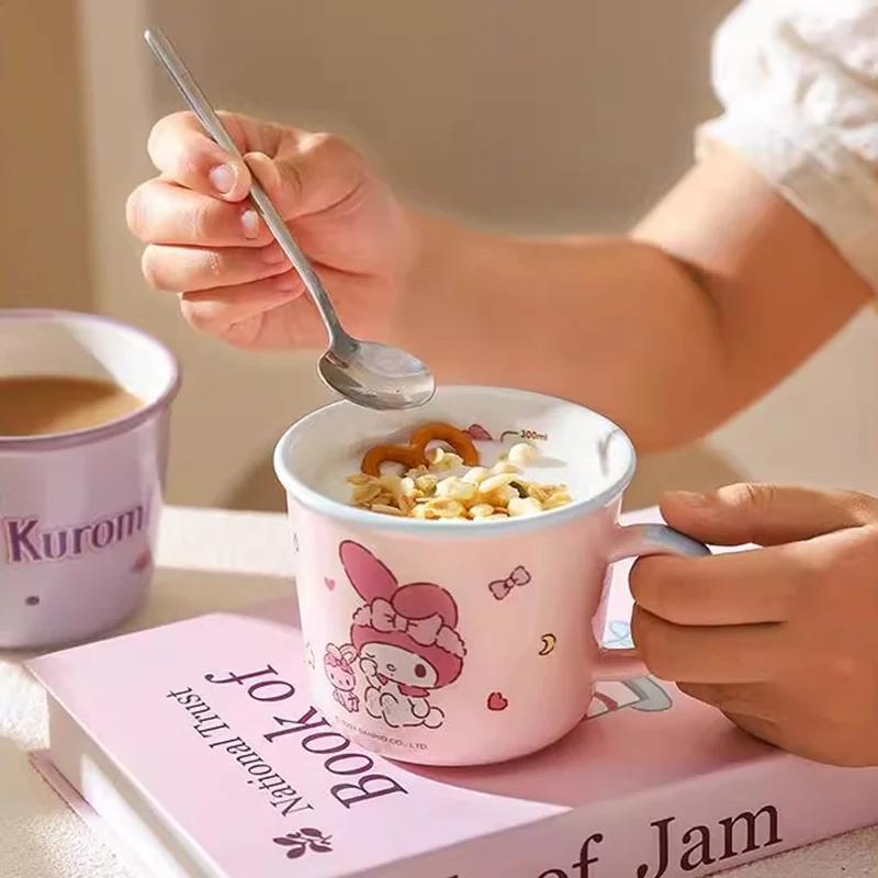 

Sanrio Kawaii Hello Kitty Mug Kuromi My Melody Cute Anime Children Students Breakfast Milk Coffee Creative Ceramic Mug Girl Gift