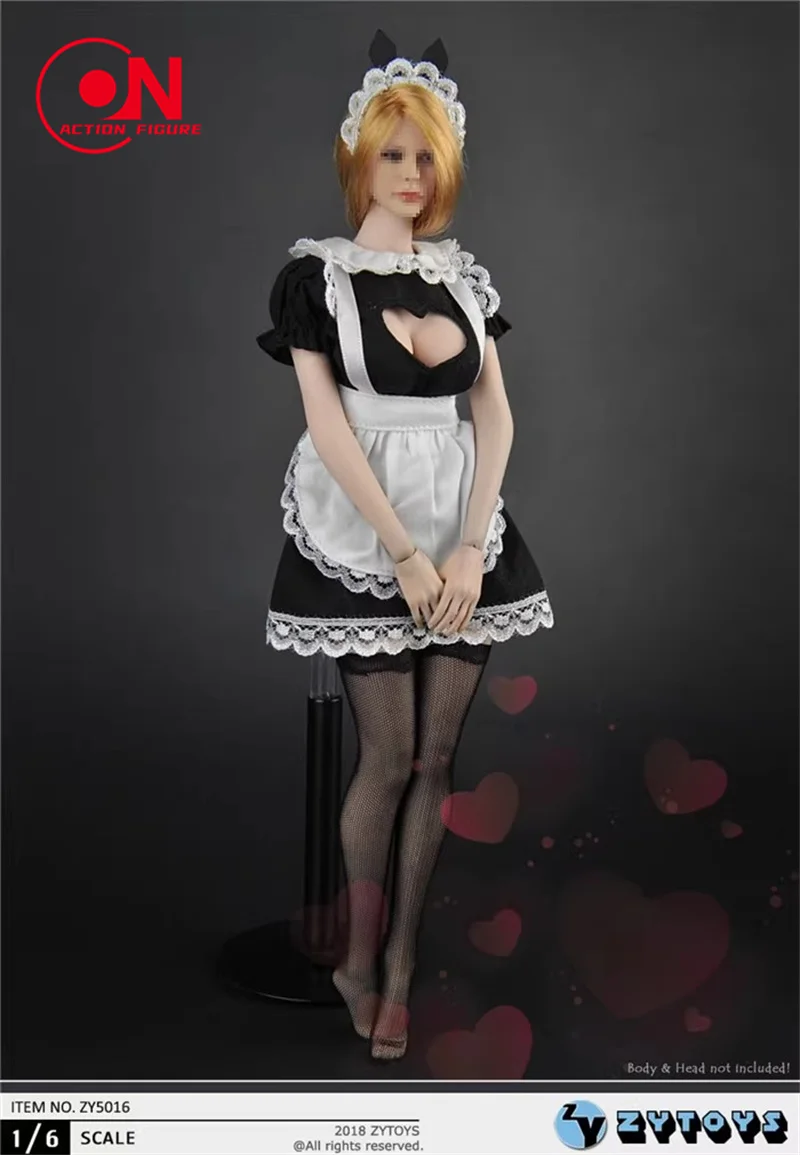 ZYTOYS ZY5016 1/6 Scale Cosplay Costume Sexy Hollow Breast Maid Clothes for 12 Inches Action Figures Large Bust Body Model