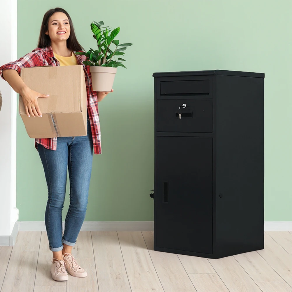 

Outdoor Storage Box with Lockable Secure Anti-Theft Parcel Drop Boxes with Lock Package Drop Container for Porch House Curbside