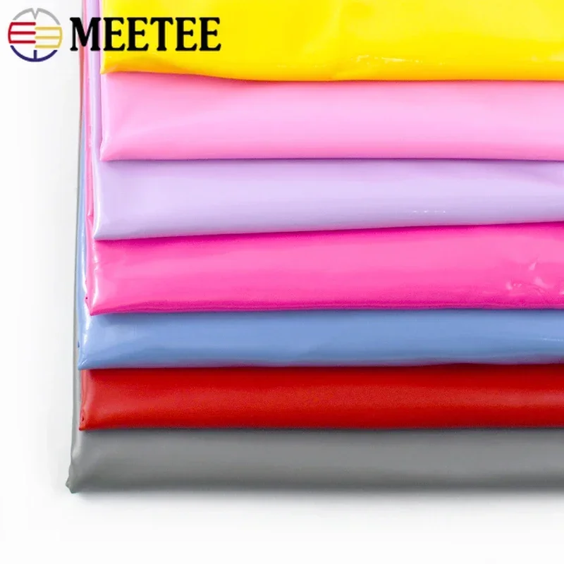 50*145cm Meetee Shiny Glossy Soft Leather Fabric Elastic Faux PU Fabrics for Dress Clothes Cloth Material DIY Sewing Accessories