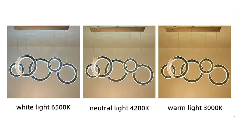LED Pendant Lights Dining Room Crystals Hanging Lamp Circle
