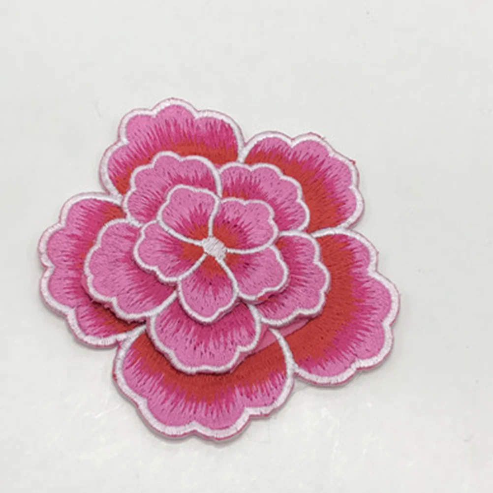 

5Pcs Embroidery Patch Cartoon Cloth Sticker Set DIY Peony Flower Applique for Photo Shoot Costume Dance Party Decoration