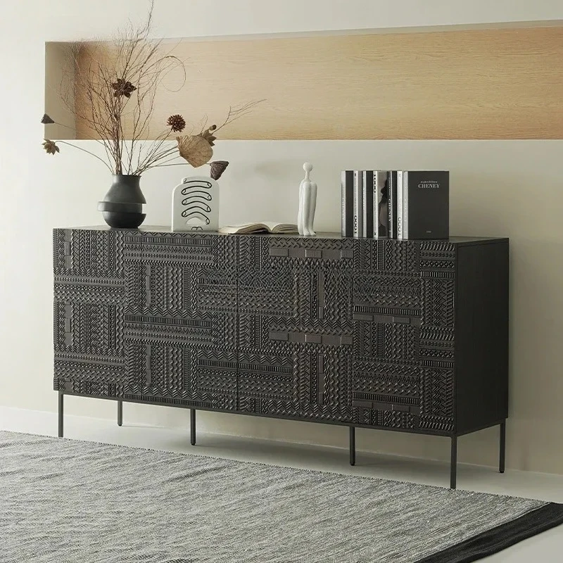 

Скандинавский ретро боковой шкаф с резьбой по дереву и цветком, итальянский минималистичный креативный средневековый входной шкаф