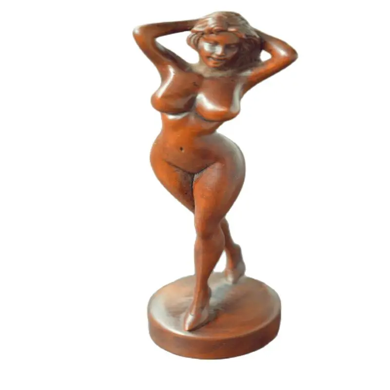 100% Natural Chinese Boxwood Wood Statue Hand Carved Nude Beautiful Woman