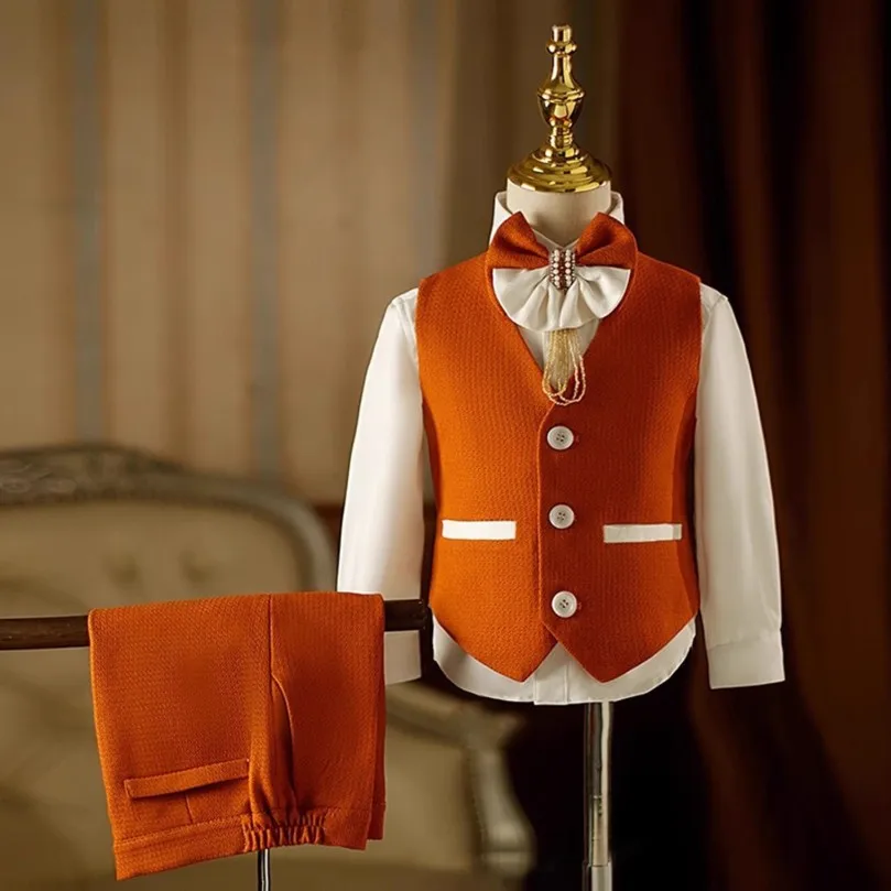 Kinder Anzug Set Neue Handgemachte Blume Junge Host Klavier Leistung Blazer Traje De Niño Para Boda Jungen Anzüge A4690 – Detail 5