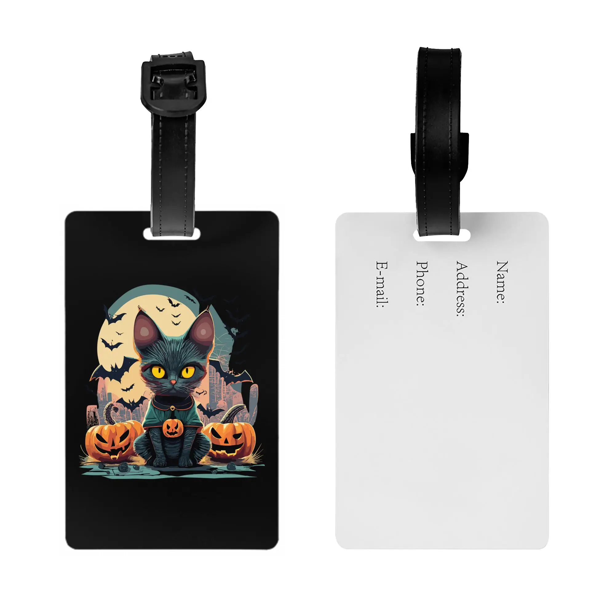 Halloween Cat Pumpkins Luggage Tags for Suitcases Cute  Baggage Tags Privacy Cover ID Label