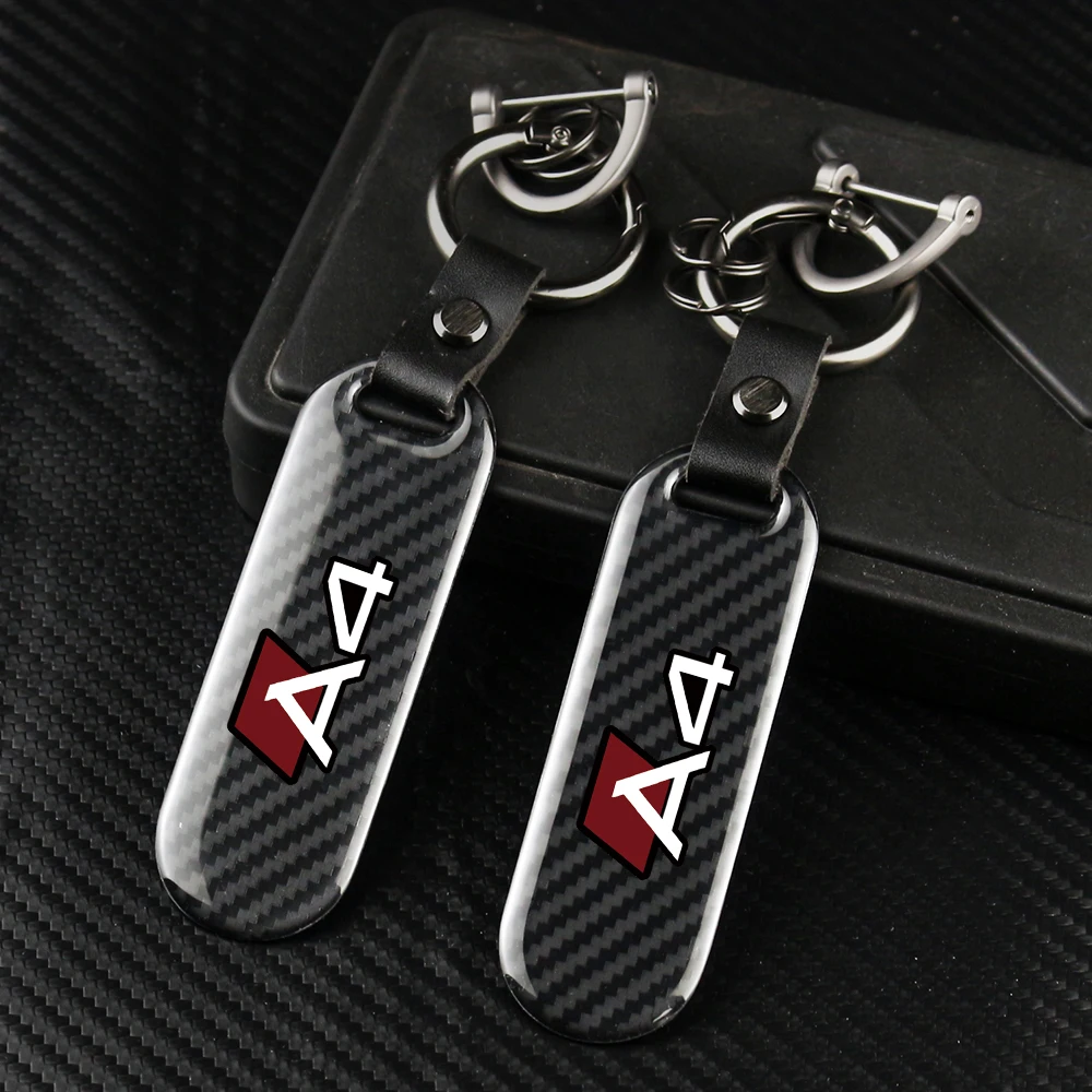 

Carbon Fiber Car Keychain Key Chain Men and women Pendant Zinc alloy Keyring Horseshoe Buckle For AUDI A4 Auto Accessories