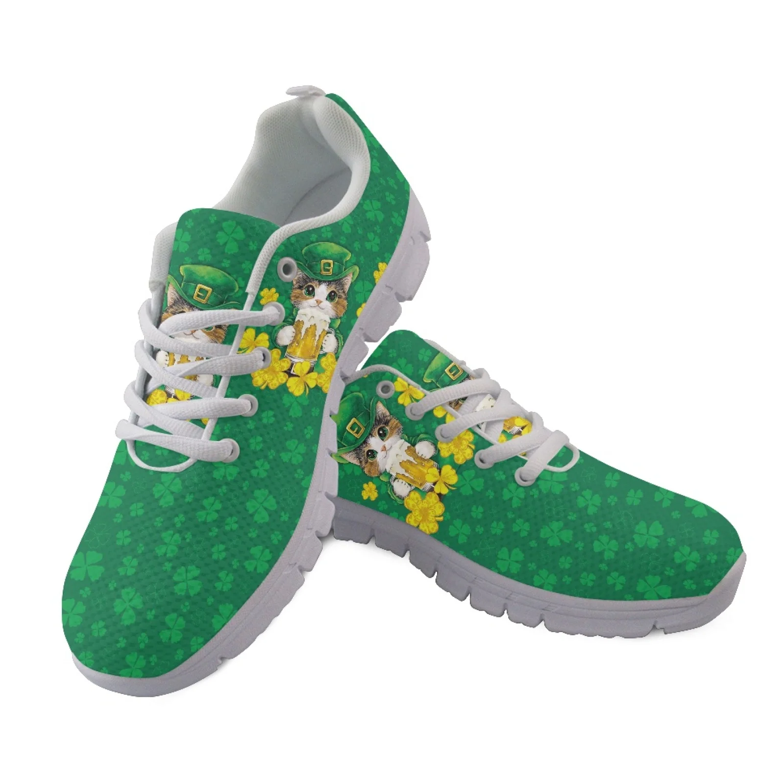 Coloranimal Clover and Lucky Cat Casual Athletic Sneaker for Women Mesh & EVA Sole Women Running Walking Shoes for Outdoor