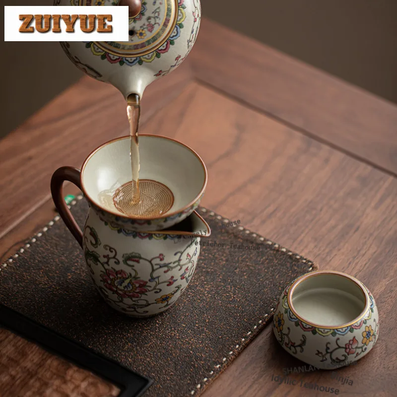 Ru Kiln Interlock Branch Lotus Decoration Tea Pitcher Pour Tea Cha Hai Dispenser Justice Cup Fair Mug Chinese Tea Set Supplies