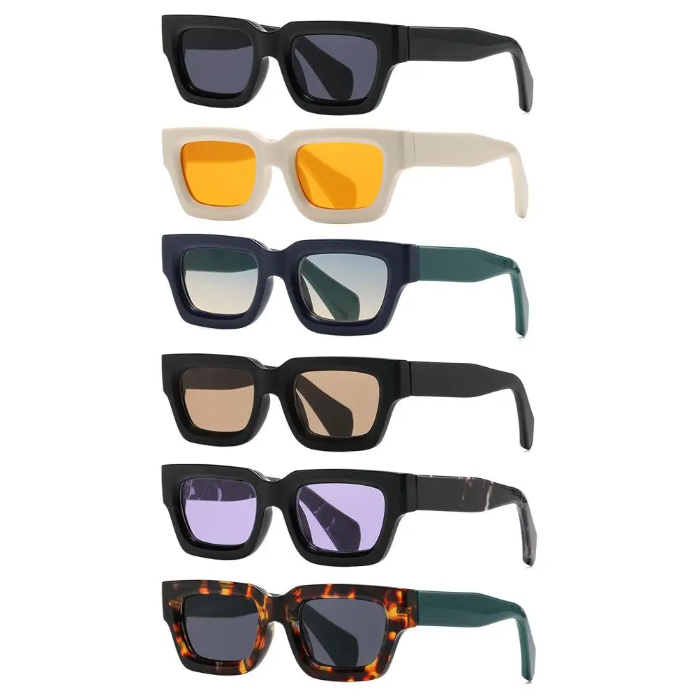 Retro Small Women & Men Eyewear Square Sun Glasses Rectangle Sunglasses Y2K Shades Thick Frame