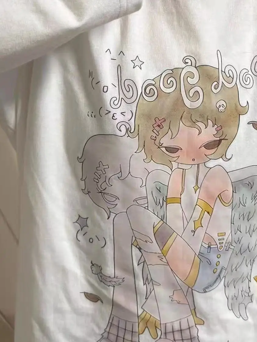 Cute Star Girl Print Pure Cotton Long Sleeve T-Shirt Women's Early Autumn New Loose Lovely Light Base Top Ins Style Casual Wear