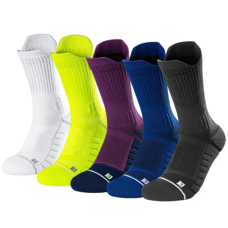 1/5 Paar Herren-Sportsocken, dämpfende Technologie, geruchsdicht, schweißabsorbierend, atmungsaktiv, für Laufen, Basketball, Kompressionssocken
