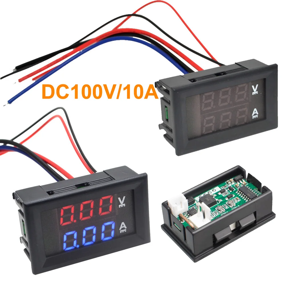 Digital Voltmeter Ammeter LED DC 0-100V 10A Dual Display Voltage Tester Amp Volt Gauge Panel Meter