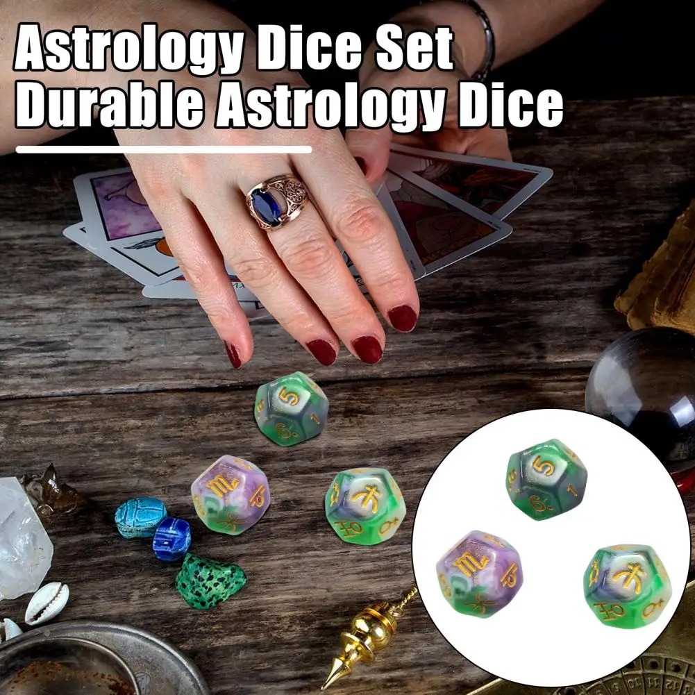 3Pcs/Set Astrology Dice Twelve Constellation Sign Zodiac Dice Acrylic Lucky Dice Toy Tarot Cards Game Divination Accessory