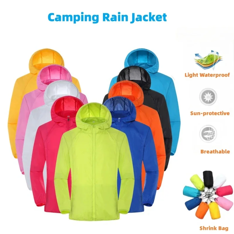 Chaqueta Cortavientos Unisex con Protección Solar, Ultraligera, Plegable, con Capucha, Anti-UV, Impermeable, para Camping y Lluvia